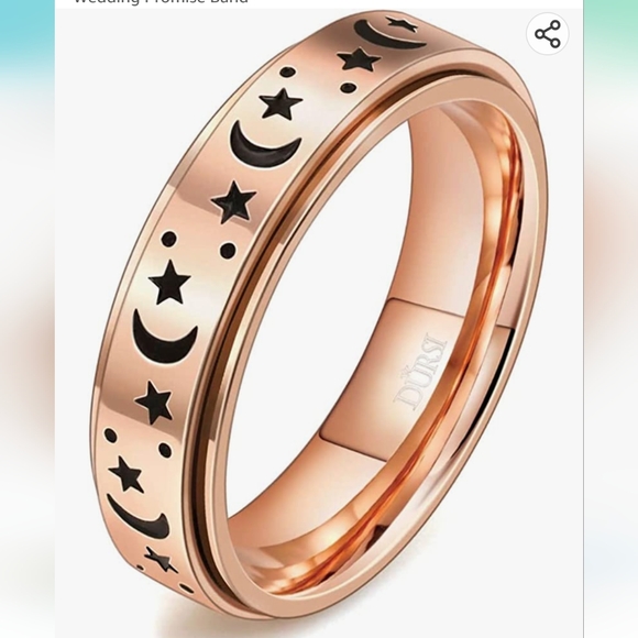 Jewelry - Rose gold moon and stars fidget spinner ring NWT 🆕🆕 size 9